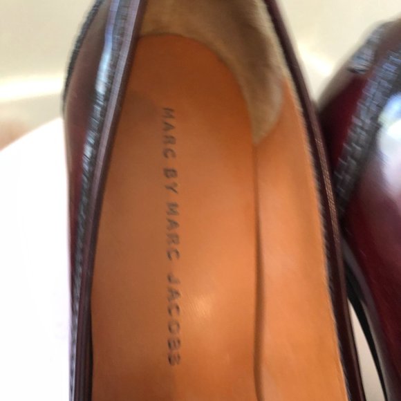 Marc Jacobs Red Brown Vintage style Patent Leather Block Heels Size 36 A… - Picture 7 of 11